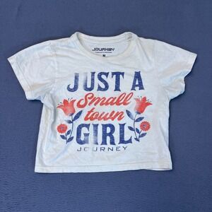 Journey Women Med Shirt Just A Small Town Girl Crop Band Tee Yellow/ivory Floral